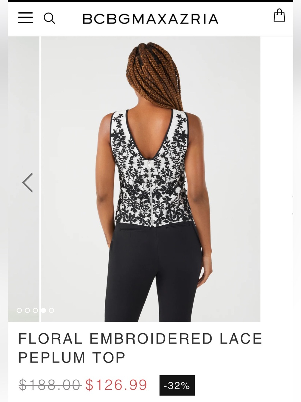 BCBGMaxazria Floral Embroidered Lace Peplum Top - Picture 2 of 16